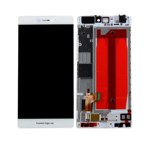 Huawei Uyumlu P8 Lcd Ekran Beyaz Çıtalı - Thumbnail
