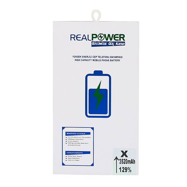 RealPower Apple Uyumlu iPhone X Yüksek Kapasiteli Batarya 3520mah