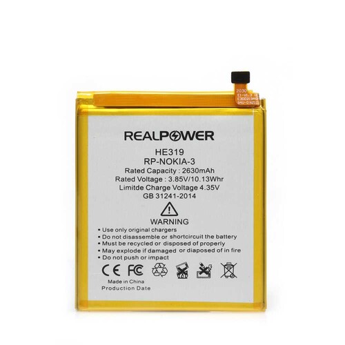RealPower Nokia Uyumlu 3 Batarya 2630mah - Thumbnail