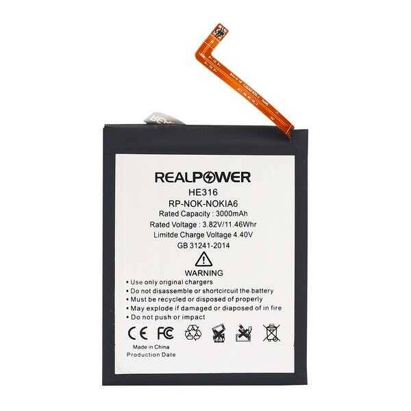 RealPower Nokia Uyumlu 6 Batarya 3000mAh