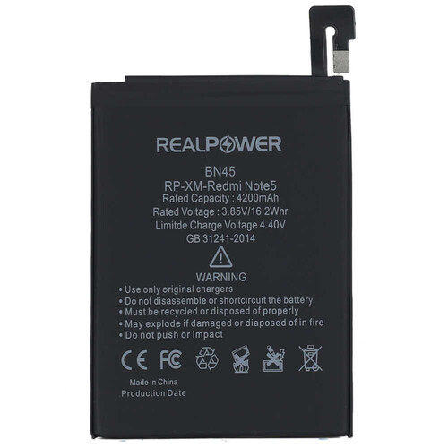 RealPower Xiaomi Uyumlu Redmi Note 5 Batarya 40200mah - Thumbnail